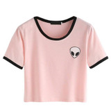 2018 Fashion 3d Print Aliens crop top Short Sleeve T Shirt Women Teenagers T-shirts Tops Summer Round Neck O neck Tees Girls