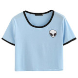 2018 Fashion 3d Print Aliens crop top Short Sleeve T Shirt Women Teenagers T-shirts Tops Summer Round Neck O neck Tees Girls