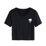 2018 Fashion 3d Print Aliens crop top Short Sleeve T Shirt Women Teenagers T-shirts Tops Summer Round Neck O neck Tees Girls