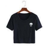 2018 Fashion 3d Print Aliens crop top Short Sleeve T Shirt Women Teenagers T-shirts Tops Summer Round Neck O neck Tees Girls
