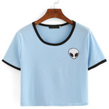 2018 Fashion 3d Print Aliens crop top Short Sleeve T Shirt Women Teenagers T-shirts Tops Summer Round Neck O neck Tees Girls
