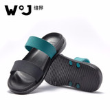 W.J 2017 New Summer Cool Water Genuine Leather Flip Flops Men High quality Soft Massage Beach Slippers,Fashion Man Casual Shoes