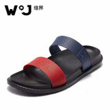 W.J 2017 New Summer Cool Water Genuine Leather Flip Flops Men High quality Soft Massage Beach Slippers,Fashion Man Casual Shoes