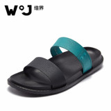 W.J 2017 New Summer Cool Water Genuine Leather Flip Flops Men High quality Soft Massage Beach Slippers,Fashion Man Casual Shoes