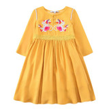 W.L.MONSOON Baby Girl Dress Long Sleeve Vestidos 2017 Brand Christmas Dress with Embroidery Cotton Autumn Dresses Kids Clothes