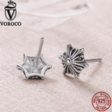 VOROCO 2017 Authentic Sterling Silver Simple Minimalist Hexagram Stars Vintage Stud Earrings for Women Fine Jewelry VSE073