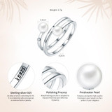 VOROCO 2017 Authentic 925 Sterling Silver Twisting Romance Natural Freshwater Pearl Rings for Women Ring Fine Jewelry VSR081