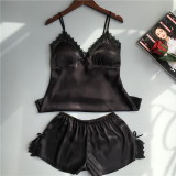 Voplidia Sexy Pajamas Set Faux Silk Lace Bow V-neck Sleepwear Lace Lingerie Mini Sleeveless Women Lingerie VOP004 Voplidia Sexy Pajamas Set Faux Silk Lace Bow V-neck Sleepwear Lace Lingerie Mini Sleeveless Women Lingerie VOP004