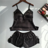 Voplidia Sexy Pajamas Set Faux Silk Lace Bow V-neck Sleepwear Lace Lingerie Mini Sleeveless Women Lingerie VOP004 Voplidia Sexy Pajamas Set Faux Silk Lace Bow V-neck Sleepwear Lace Lingerie Mini Sleeveless Women Lingerie VOP004