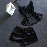 Voplidia Sexy Pajamas Set Faux Silk Lace Bow V-neck Sleepwear Lace Lingerie Mini Pijama Feminino Women Lingerie VOP010 Voplidia Sexy Pajamas Set Faux Silk Lace Bow V-neck Sleepwear Lace Lingerie Mini Pijama Feminino Women Lingerie VOP010