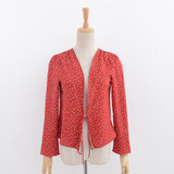 2017 Cute Style Summer Chiffon Tile Star Pattern Printed Ruffles Long Sleeve Blouse Female V-neck Top Blouse