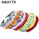 2017 Cute Rose Flower Crown Festival Headband Headwear Wedding Garland Floral Hairband Accessories