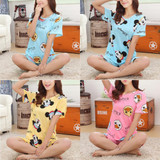 2017 Cute pajamas sets with Cartoon printed women pajama sets summer short sleeve Loungewear sexy Pyamas hot selling