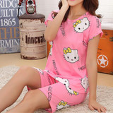 2017 Cute pajamas sets with Cartoon printed women pajama sets summer short sleeve Loungewear sexy Pyamas hot selling