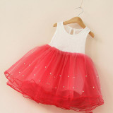 2017 cute children clothing flower girl dress pearls baby girls birthday dresses princess party dress girls tutu dress vestidos