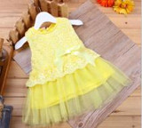 2017 Cute Brand Baby Dress Princess Wedding Party Lace Flower Baby Girls Dresses Sleeveless Newborn Infant Girl Dress 9 colors