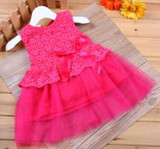 2017 Cute Brand Baby Dress Princess Wedding Party Lace Flower Baby Girls Dresses Sleeveless Newborn Infant Girl Dress 9 colors
