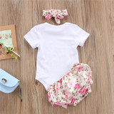 2017 Cute 3Pcs Newborn Baby Girl floral Clothes set Cotton Romper Pants Headband Outfits Bebe Clothing Set 0-24M