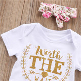 2017 Cute 3Pcs Newborn Baby Girl floral Clothes set Cotton Romper Pants Headband Outfits Bebe Clothing Set 0-24M