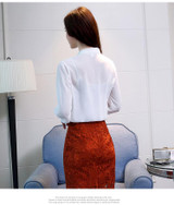 2018 new bow neck women's clothing spring long-sleeved chiffon women blouse shirt solid purple formal women tops blusas D304 30