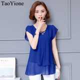 2018 New Blouse Shirt Summer Style Women Blouses Multi Colors Casual Tops O-Neck Short Sleeve Chiffon Shirt Blusas Femininas
