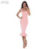 2018 New Bandage Dress Sexy Women Party Dress Khaki Wine Red Bodycon Dress Halter Fishtail Midi Club Backless summer Dresses