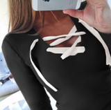 2018 New Autumn Women Fashion Hoodies Sweatshirts Long Sleeve V-neck Bandage Hoodies Shirts Casual Sexy Women Tops GV371