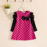 2018 New Autumn Long Sleeve Bow Girls Dress Girls Clothing Polka Dot Cute Princess Baby Girl Dress Kids Clothes Infant Dress