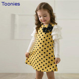 2018 New Autumn Long Sleeve Bow Girls Dress Girls Clothing Polka Dot Cute Princess Baby Girl Dress Kids Clothes Infant Dress