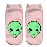 2018 New arrival Women Low Cut Ankle Socks Funny Aliens 3D Printing Sock Cotton Hosiery Printed Sock