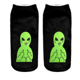 2018 New arrival Women Low Cut Ankle Socks Funny Aliens 3D Printing Sock Cotton Hosiery Printed Sock