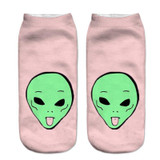 2018 New arrival Women Low Cut Ankle Socks Funny Aliens 3D Printing Sock Cotton Hosiery Printed Sock