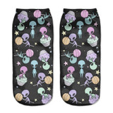 2018 New arrival Women Low Cut Ankle Socks Funny Aliens 3D Printing Sock Cotton Hosiery Printed Sock