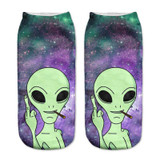 2018 New arrival Women Low Cut Ankle Socks Funny Aliens 3D Printing Sock Cotton Hosiery Printed Sock