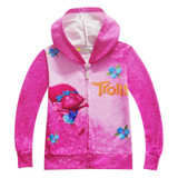 Autumn Girls Hoodies Trolls Zipper Jacket Kids Outerwear Girls Sweatshirt Children Clothes Christmas Costume