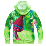 Autumn Girls Hoodies Trolls Zipper Jacket Kids Outerwear Girls Sweatshirt Children Clothes Christmas Costume