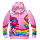 Autumn Girls Hoodies Trolls Zipper Jacket Kids Outerwear Girls Sweatshirt Children Clothes Christmas Costume