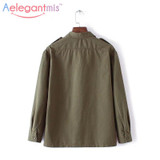 Autumn Flower Floral Embroidery Shirt Designs Blouse Women Cotton Military Army Green Shirt Long sleeve Button Pocket Jackets