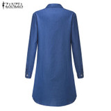Autumn Denim Dress 2017 ZANZEA Women Mini Dress Long Sleeve Turn Down Collar Bandage Lace Up Dresses Sexy Ladies Vestidos