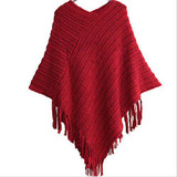 Autumn Clothes Shawl Scarf Sweater Women Women Cardigan Ladies Cape Coat Fringe Poncho Oblique Stripe Coat Bohemian New