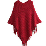 Autumn Clothes Shawl Scarf Sweater Women Women Cardigan Ladies Cape Coat Fringe Poncho Oblique Stripe Coat Bohemian New
