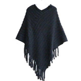 Autumn Clothes Shawl Scarf Sweater Women Women Cardigan Ladies Cape Coat Fringe Poncho Oblique Stripe Coat Bohemian New