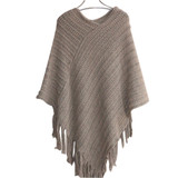 Autumn Clothes Shawl Scarf Sweater Women Women Cardigan Ladies Cape Coat Fringe Poncho Oblique Stripe Coat Bohemian New