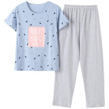 Autumn Casual Pyjamas sets Stripe Sleepwear Women Cotton Cartoon printing cute Pajamas O-Neck Short sleeve Nightwear homewear Autumn Casual Pyjamas sets Stripe Sleepwear Women Cotton Cartoon printing cute Pajamas O-Neck Short sleeve Nightwear homewear