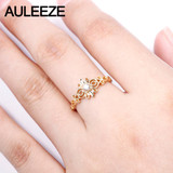 AULEEZE Romantic Alice Genuine Natural Diamond 18K 750 Yellow Gold Wedding Rings For Women Real Diamond Band Fine Jewelry