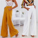 2018 Woman Fashion Wide Leg Pants Elegant Ruffle Trousers for Women High Waist Wide Leg Pants Female Casual Palazzo Bottoms