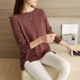 2018 Winter Women's Blouses Pullover Long Sleeve O-Neck Slim Women Knitted Sweater For Women Long Tops