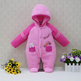 2018 Winter Newborn Coral Fleece One-Pieces Rompers Baby Clothing Girls Hoodie Fluffy Boys Clothes Toddler Warm Sleepwear