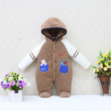 2018 Winter Newborn Coral Fleece One-Pieces Rompers Baby Clothing Girls Hoodie Fluffy Boys Clothes Toddler Warm Sleepwear