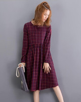 2018 Vintage Spring Autumn Women Midi Dress Fashion O Neck Plaid Female Vestidos Long Sleeve Retro Cotton Linen Dress M L XL 2XL 2018 Vintage Spring Autumn Women Midi Dress Fashion O Neck Plaid Female Vestidos Long Sleeve Retro Cotton Linen Dress M L XL 2XL